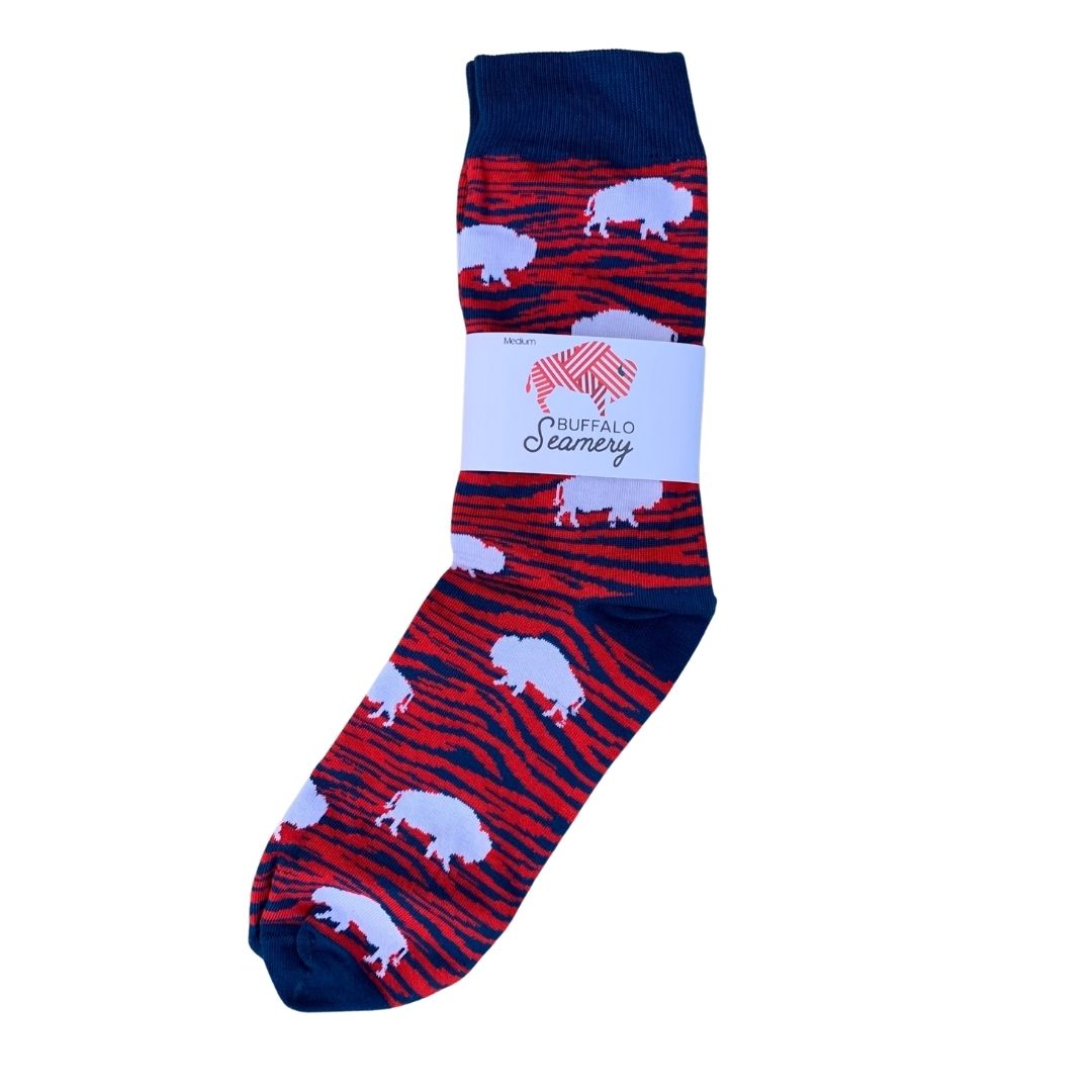 Buffalo Bills Red & Blue Zebra Socks {Mult. Sizes Avail.} – AE Gifts &  Clothing