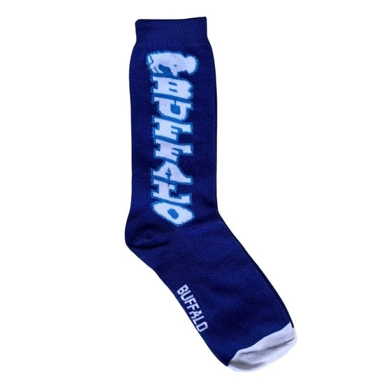 Socks: Buffalo (Blue/White Words)