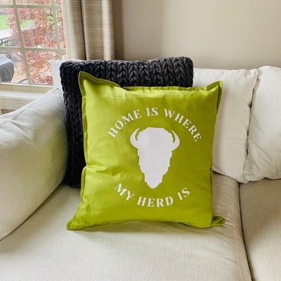 Home Is Where My Herd Is Pillow (Lime Green)