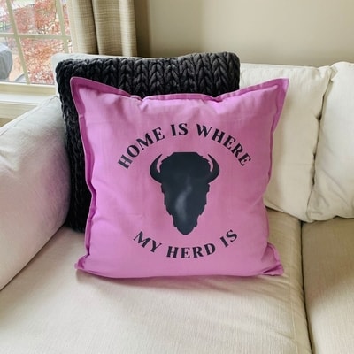 Home Is Where My Herd Is Pillow (Light Purple)