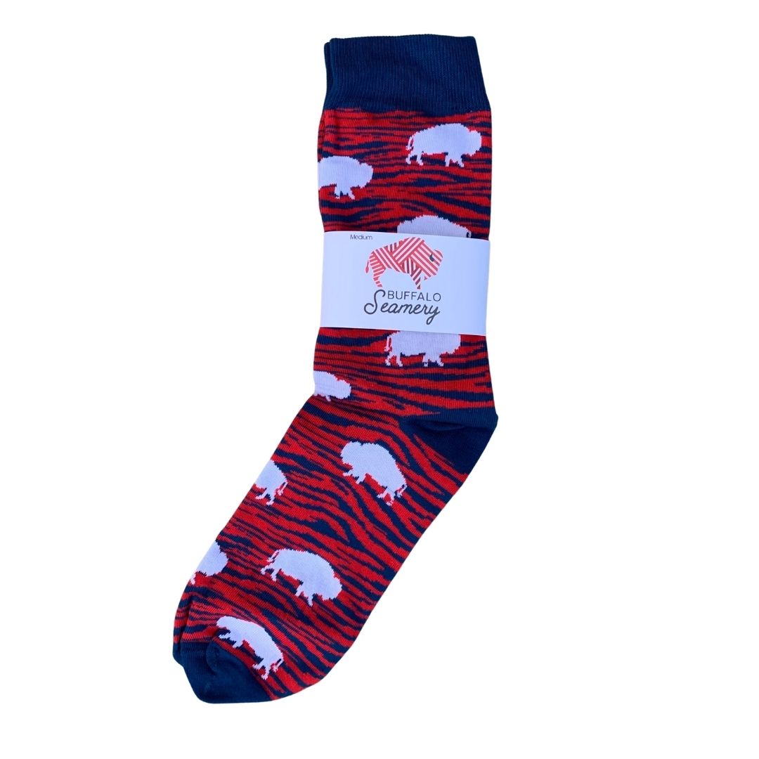 Socks: Red and Blue Zebra Buffalo
