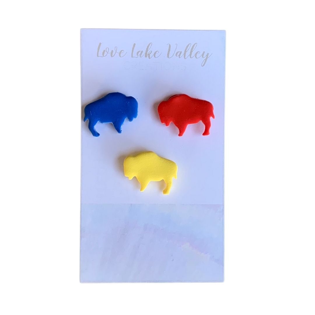 Buffalo Polymer Clay Earrings: Go Buffalo Studs