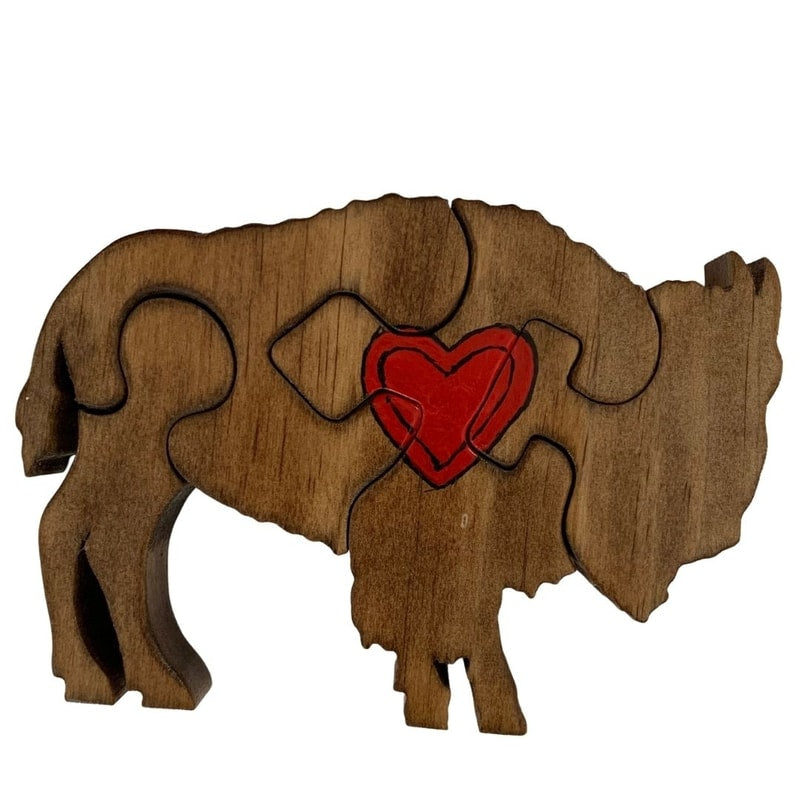 Wooden Buffalo Photo/Card Holder