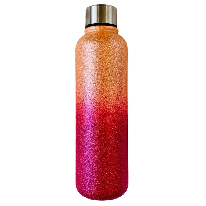 Stainless Steel Glitter Water Bottle (Orange/Pink)